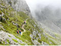 Mist on the climbers' traverse