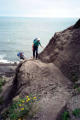 Climbing up the crumbly shale path