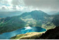 Lliwedd, seen from Crib Goch as a shower passes