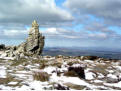 Rock on the ridge - view to the Welsh hills