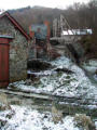 Loco shed and restored mine headgear, Snailbeach