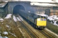 25 hauls a parcels train out of Standedge tunnel, Diggle