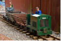 LB56371 of 1970 - the last Lister - leads the way past the red shed