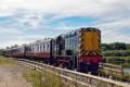 D3429 crosses the causeway, 3-coach passenger