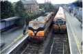 075 on a Dublin-bound freight passes the push-pull at Maynooth