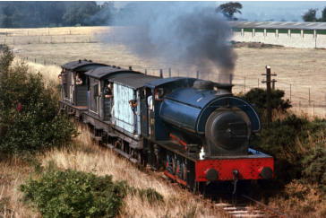 No 7 heads for Littleton Colliery with a rake of brake vans, August 1976