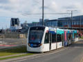 Royal yacht 'Britannia' and tram, Leith