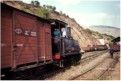 A narrow gauge train arrives at Tua