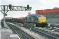 37 205 trundles coal wagons through Cardiff Central