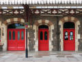 Three red doors